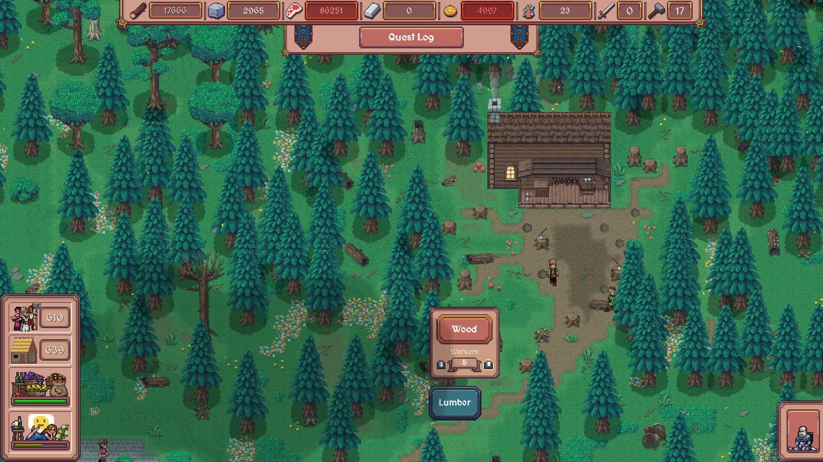 Hearth and Hamlet Lumber building and Wood gathering point in a forest